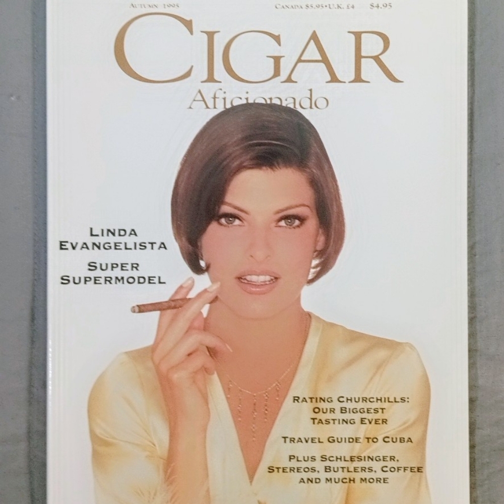 Vintage Cigar Aficionado Magazine Autumn 1995 Linda Evangelista Supermodel Cover